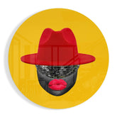 Red Hat Silhouette Glass Wall Art.